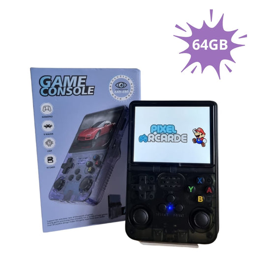 R36S 64GB Opslag | Retro Handheld Console | WIFI | Linux Systeem | Zwart Transparant