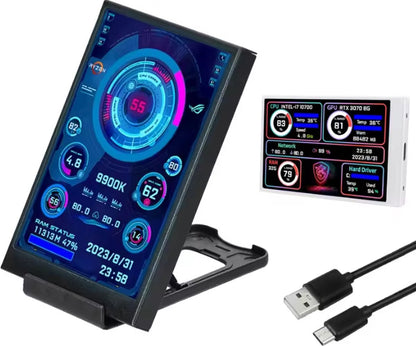 Pc Health Monitor | 3,5 Inch | Systeemmonitor voor Desktop | Statistieken en Temperatuurweergave – Inbouwbaar | IPS Display