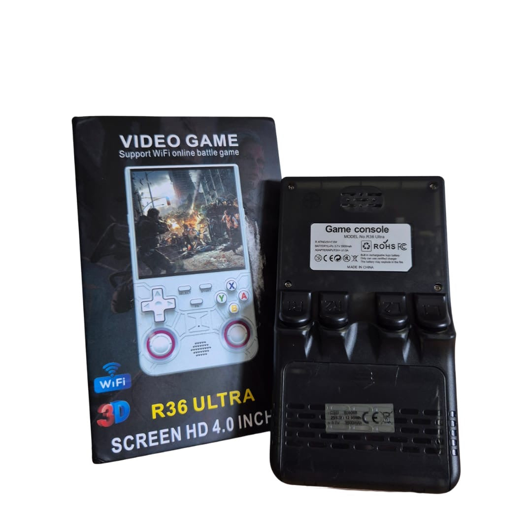 R36S Ultra 64GB Opslag | Retro Handheld Console | WIFI | Linux Systeem | Zwart Transparant | LED Joysticks