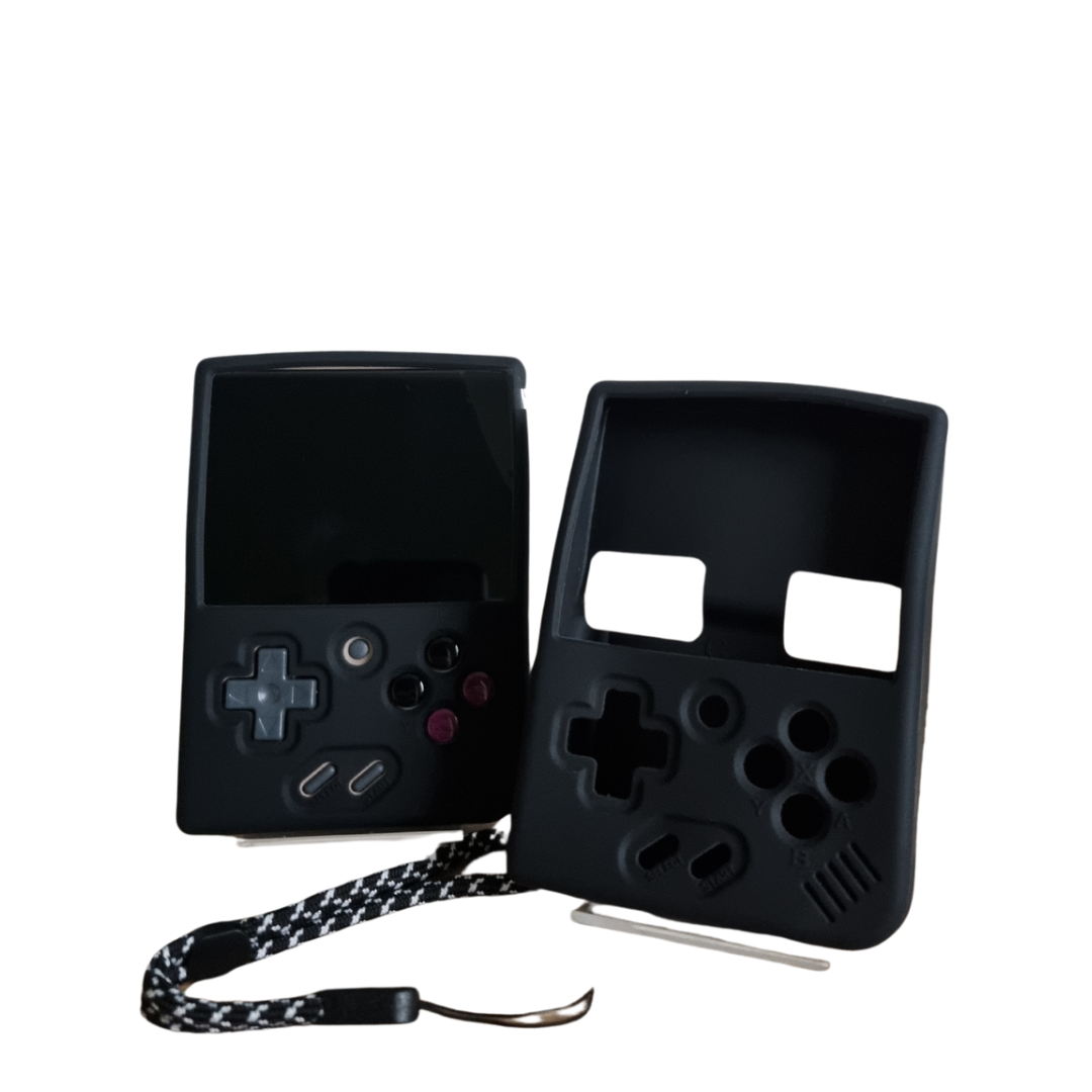 Rubber/Silicone Beschermhoes Zwart - Miyoo Mini Plus - Anti-Val