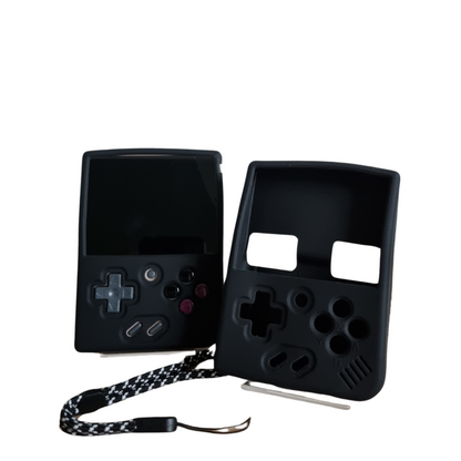 Rubber/Silicone Beschermhoes Zwart - Miyoo Mini Plus - Anti-Val