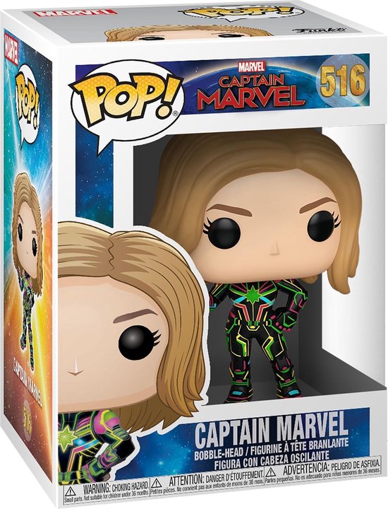 Funko Pop! Vinyl | Marvel Captain Marvel - Captain Marvel (Neon Suit Glow in the Dark) #516