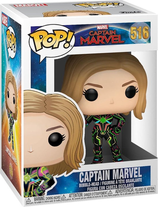 Funko Pop! Vinyl | Marvel Captain Marvel - Captain Marvel (Neon Suit Glow in the Dark) #516