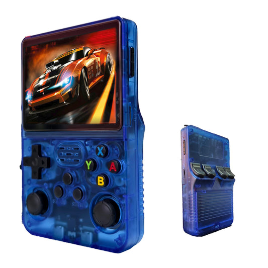 R36S 64GB Opslag | Retro Handheld Console | WIFI | Linux Systeem | Blauw Transparant