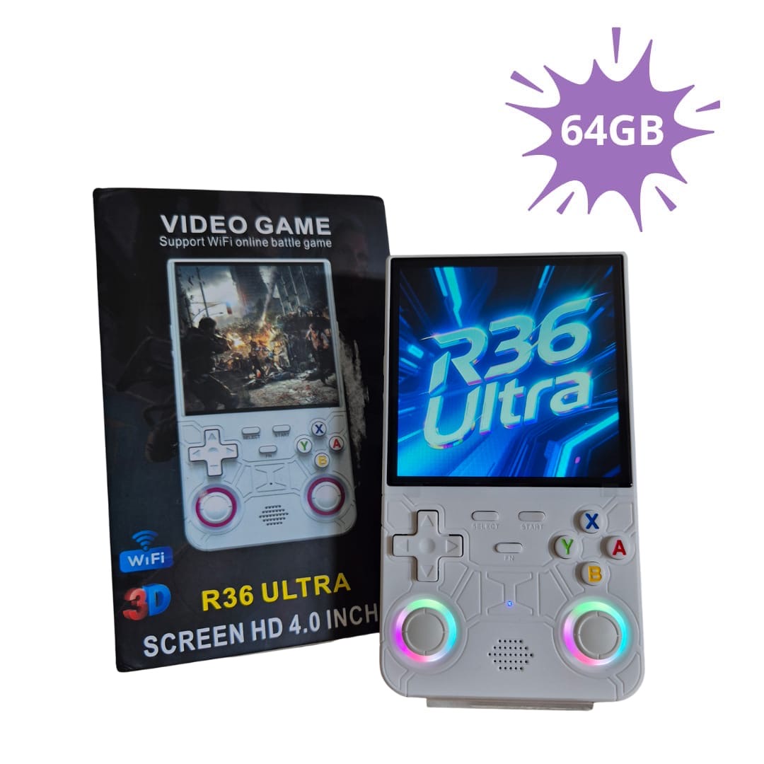 R36S Ultra 64GB Opslag | Retro Handheld Console | WIFI | Linux Systeem | Wit | LED Joysticks