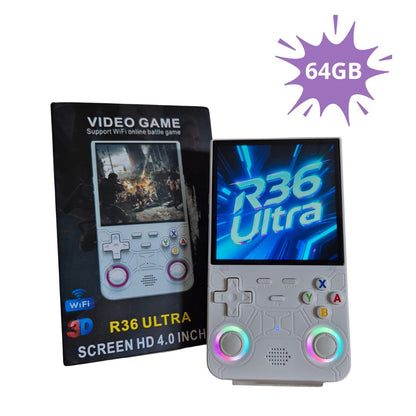 R36S Ultra 64GB Opslag | Retro Handheld Console | WIFI | Linux Systeem | Wit | LED Joysticks