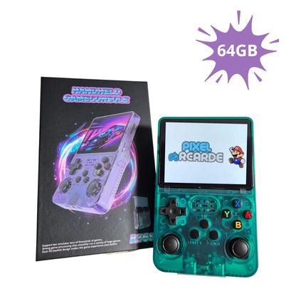 R36S 64GB Opslag | Retro Handheld Console | WIFI | Linux Systeem | Groen Transparant
