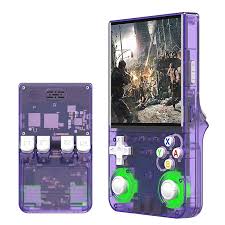 R36S Ultra 64GB Opslag | Retro Handheld Console | WIFI | Linux Systeem | Paars Transparant