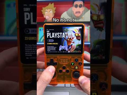 R36S 64GB Opslag | Retro Handheld Console | WIFI | Linux Systeem | Blauw Transparant