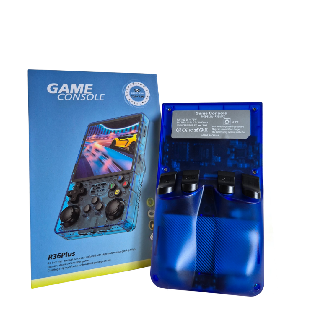 R36 Max 64GB Opslag | Retro Handheld Console | WIFI | Linux Systeem | Transparant Blauw