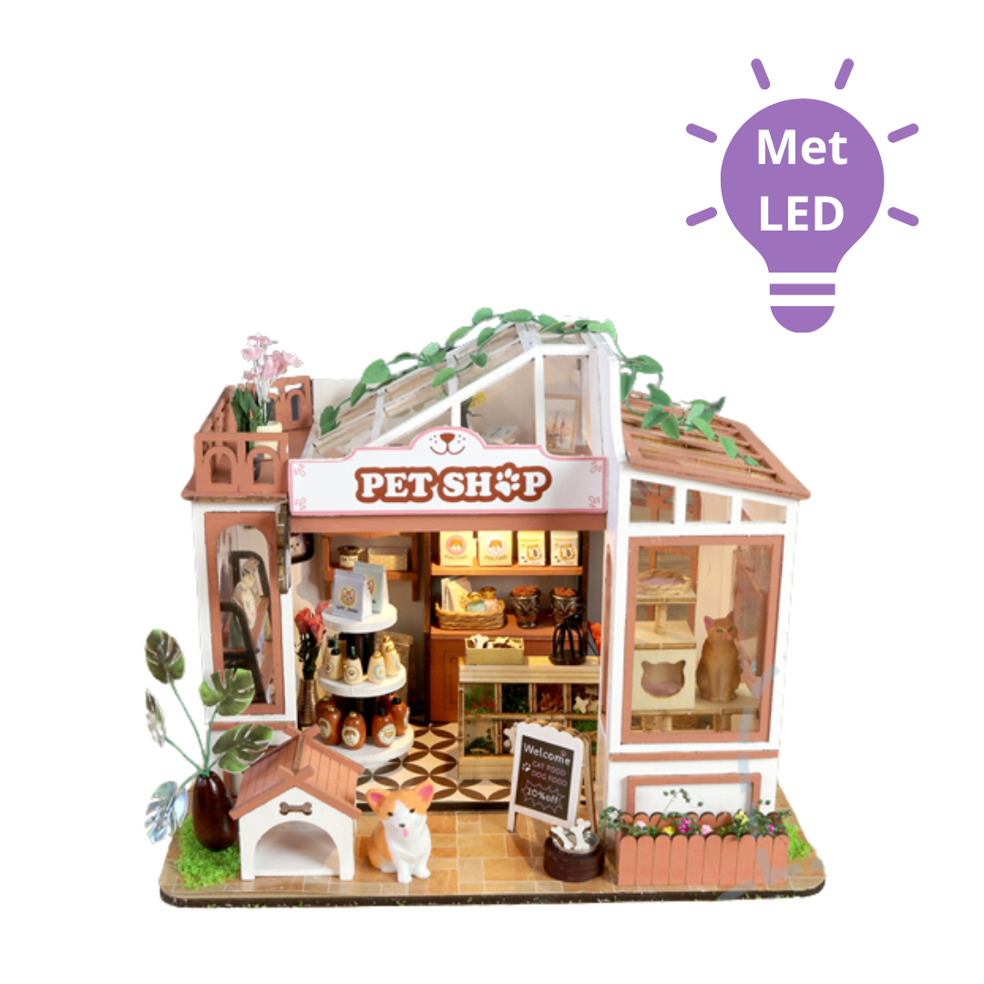 Crafts&Co DIY Miniatuur Bouwpakket Pet Shop | DIY Poppenhuis | Bouwpakket Volwassenen | Hout