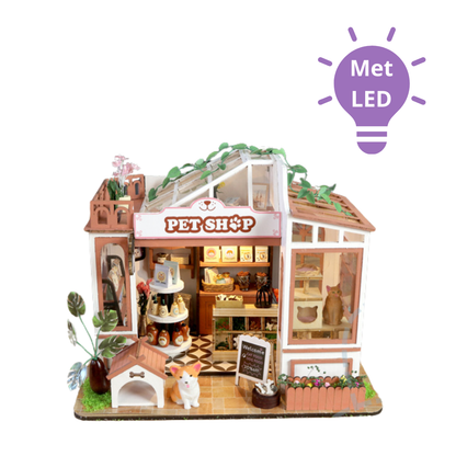 Crafts&Co DIY Miniatuur Bouwpakket Pet Shop | DIY Poppenhuis | Bouwpakket Volwassenen | Hout