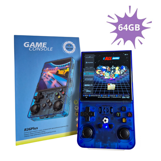 R36 Max 64GB Opslag | Retro Handheld Console | WIFI | Linux Systeem | Transparant Blauw