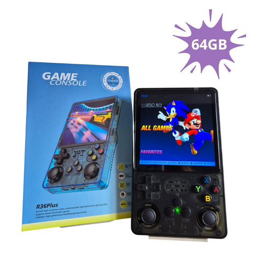 R36 Max 64GB Opslag | Retro Handheld Console | WIFI | Linux Systeem | Zwart Transparant